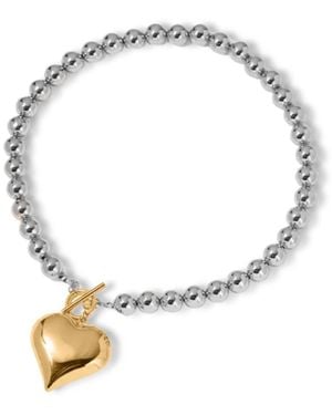 VIEA Margaux Two-Tone Mixed Metals Heart Necklace - Metallic
