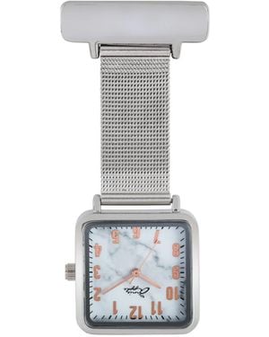 Bermuda Watch Company Annie Apple Square Rose & Marble Mesh Nurse Fob Watch - Metallic