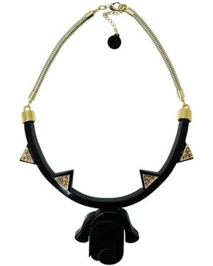 Gissa Bicalho Handmade Acrylic Necklace Chocker Rose - Black