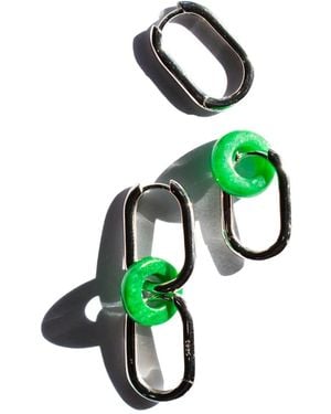 seree Della Convertible Link Jade Earrings - Green