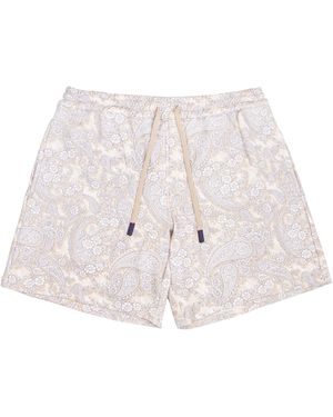 lords of harlech Neutrals Silus Paisley Romance Interlock Shorts - Natural