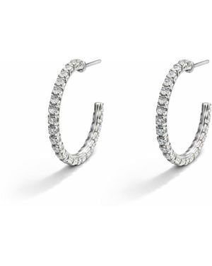 Maison De Gala Classic Crystal Hoop Earrings - White