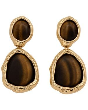 Uchi and Soto Nekomeishi Tigers Eye Oversized Earrings - Multicolour