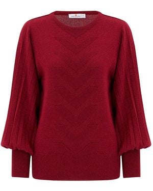 Peraluna O-Neck Subtle Glitter Detailed Knitwear Blouse - Red