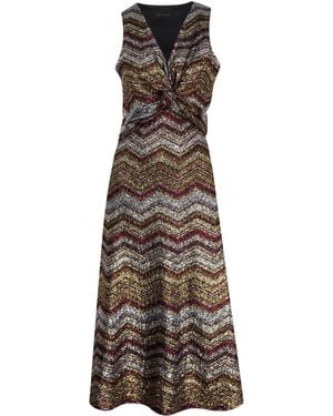 Me & Thee Near Or Far Metallic Stripe Dress - Brown