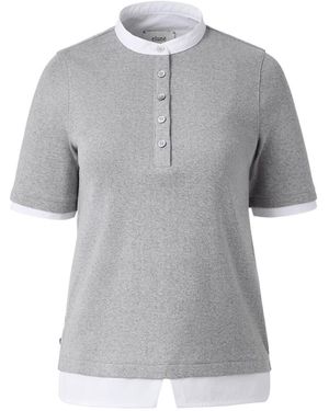 Elune Mode Pointelle Cotton Henley _ Light Melange - Gray