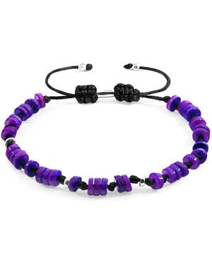 Anchor and Crew Hailey & Freshwater Shell Skinny Macrame Bracelet - Blue