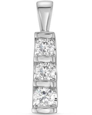 Artisan Three-Stone Diamond Vertical Pendant - White