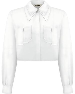 Nocturne Double Collar Cotton Button-Up Shirt - White