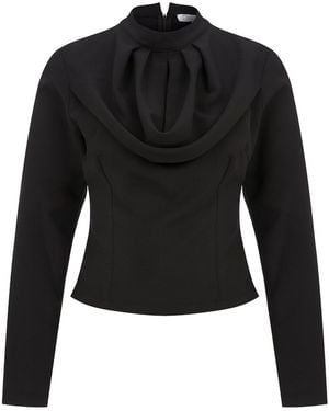 Maan Istanbul Keyhole Neckline Blouse - Black