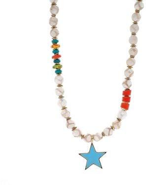 Ebru Jewelry Star Tibetan Agate Choker Summer Necklace - Metallic