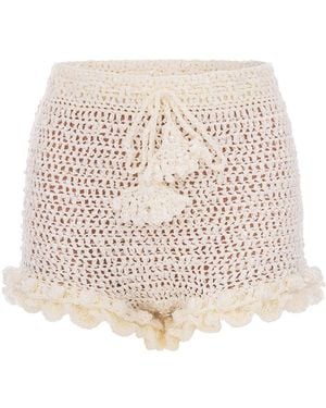 Andreeva Chrysanthemum Handmade Crochet Shorts - Natural