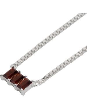 NASI SILVER Kadima Baguette Necklace- Garnet - Metallic