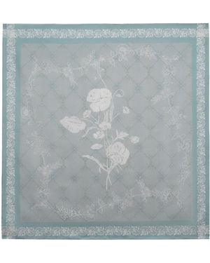 Asyii Neutrals Garden Veil Hand-Rolled Silk Square With Double-Face Printed - Blue