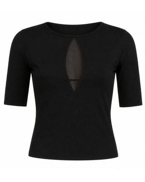 Marianne by Marie Jordane Maya Organic Cotton Top With Sheer Detail - Black