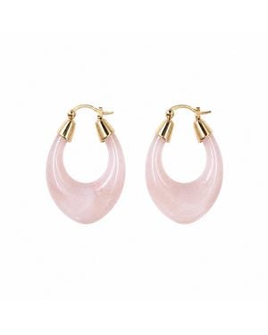 Nuvv Collection Blush Resin Hoop Earrings With Detail - Pink