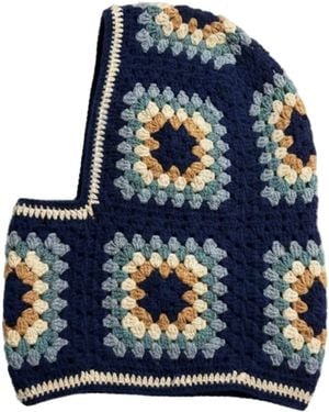 Ana Chic Granny Square Handmade Crochet Balaclava - Blue