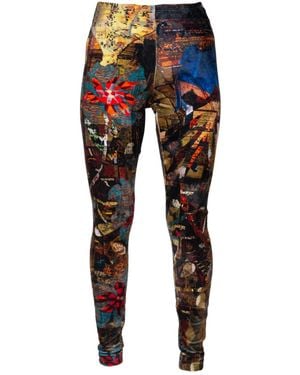 ARTISTA Bloom Printed Velvet Leggings - Black