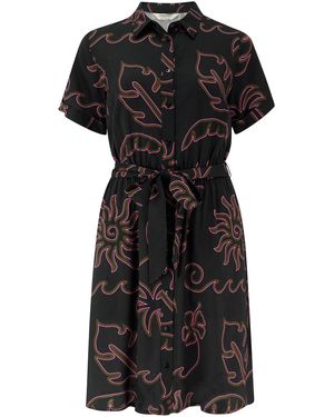 Sugarhill Aileen Mini Shirt Dress, Tropical Lines - Black