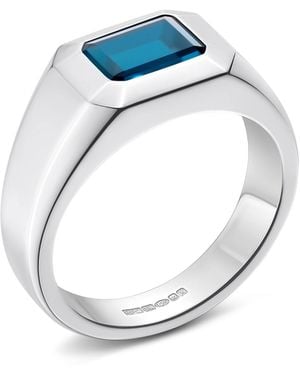 Rahul Patel Collection Linea Signet Ring With London Topaz - Blue