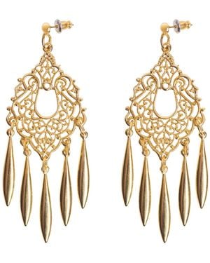 Caramel Vintage Jewellery Filigree Fringe Earrings - Metallic