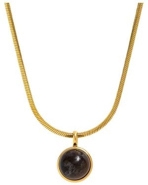 ADIBA The Round Tiger Eye Pendant Stainless Steel Necklace - Metallic