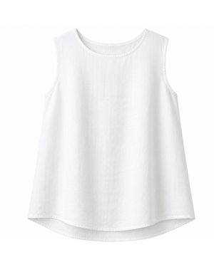 Idyllo Linen Loose Fit Top With Wide Straps - White