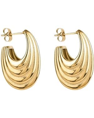 Ballinger Jewellery Chunky Ridge Oversized Retro Hoops - Metallic