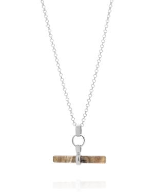 Nellou Jewellery Labradorite T Bar Necklace Sterling - Metallic