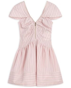 Nocturne Striped Mini Dress With Zipper Detail - Pink