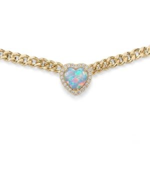 BLOOMTINE | Earth Angel HQ Loves Frequency Mini Plated Fire Opal Heart Choker Necklace - Metallic