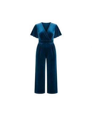 Yumi' Jumpsuit With Angel Sleeves - Blue