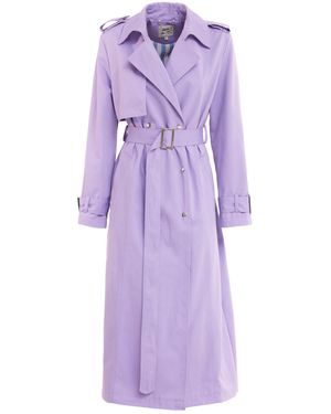 Julia Allert Belted Classic Longline Trench Coat – Lilac - Purple