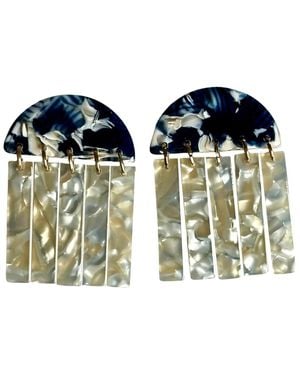 CLOSET REHAB Acrylic Half Moon Fringe Earrings - Green