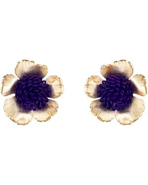 Pats Jewelry Floral Pompom Earrings - Blue