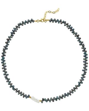 LINYA JEWELLERY Oden Asymmetric Baroque Pearl Necklace - Metallic