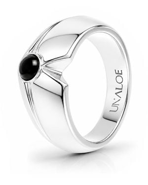 Unaloe Onyx Geometric Statement Ring – Sterling - White