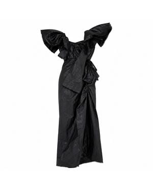 Miro Misljen Midnight Ruffle Statement Gown - Black