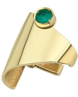 Dime Tribe Cuff With Emerald - Yellow