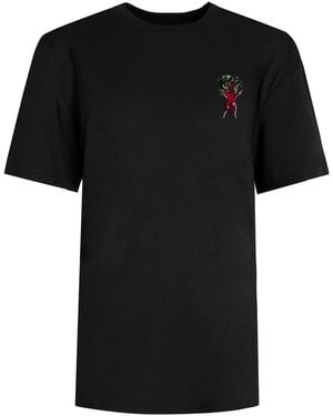 INGMARSON Beetroot Embroidered Organic Cotton T-Shirt - Black