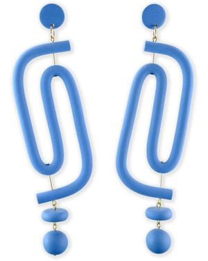 By Chavelli Polymer Clay Labyrinth Statement Earrings - Blue