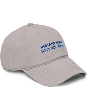 Anchor and Crew Gustatory Instant Human Just Add Coffee. Cotton Embroidered Cap - Gray