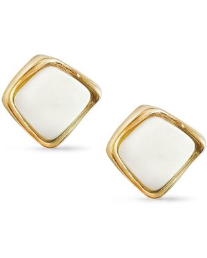 Maison De Gala Golden Enamel Cushion Stud Earrings - Metallic
