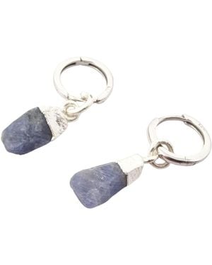 Sophelia Raw Sapphire September Birthstone Sterling Round Huggies - Metallic