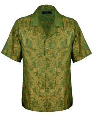DAVID WEJ Washington Cuban Collar Paisley Shirt - Green