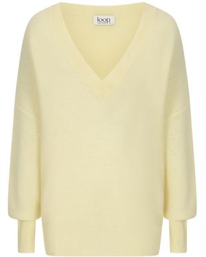 Loop Cashmere Relaxed Lofty V-Neck Sweater - Yellow