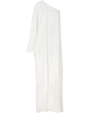NAZLI CEREN Venus One-Shoulder Satin Maxi Dress - White