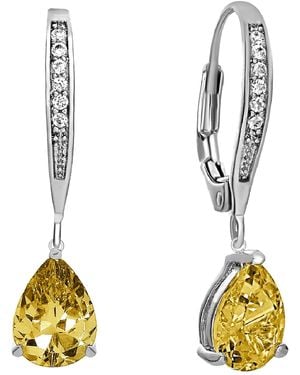 Genevive Jewelry Genevive Sterling Plating With Pear-Shaped Cubic Zirconia Dangle Earrings - Metallic