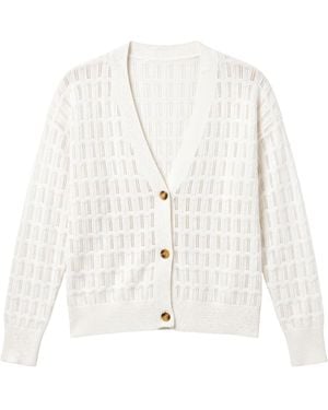 Brodie Cashmere Scallop Trim Pretty Cardi - White