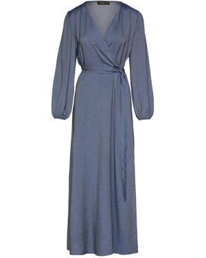 Conquista Faux Wrap Maxi Dress With Side Slits - Blue